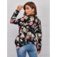 Shawl Collar Hanky Hem Floral Blazer