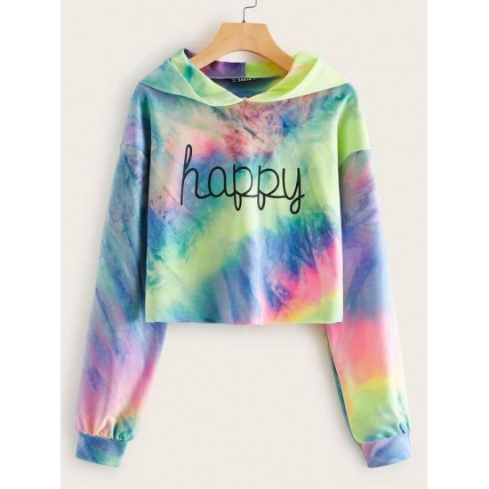 Tie Dye & Letter Print Hoodie