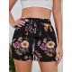 Floral Print Knot Front Shorts